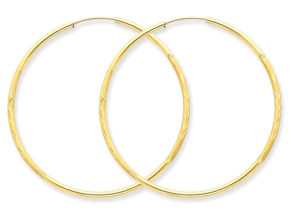 FJC Finejewelers 14k Yellow Gold 1.5mm Satin Bright-cut Endless Hoop Earrings