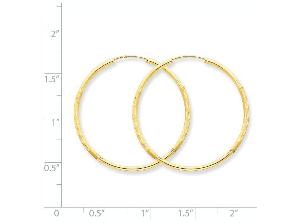 FJC Finejewelers 14k Yellow Gold 1.5mm Satin Bright-cut Endless Hoop Earrings