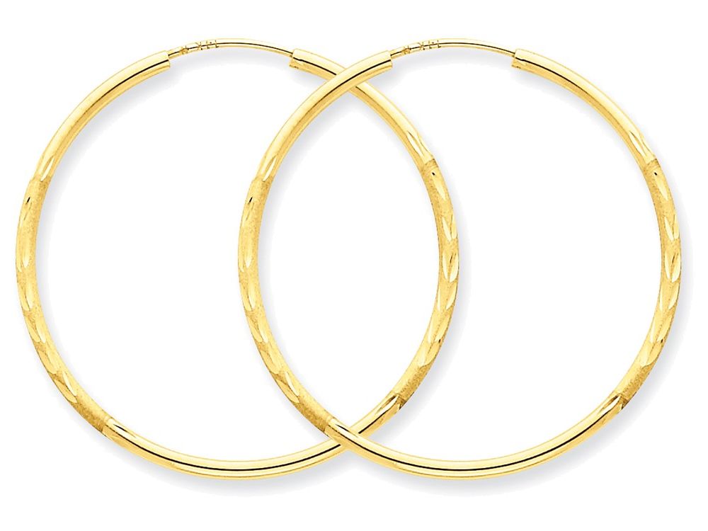 FJC Finejewelers 14k Yellow Gold 1.5mm Satin Bright-cut Endless Hoop Earrings