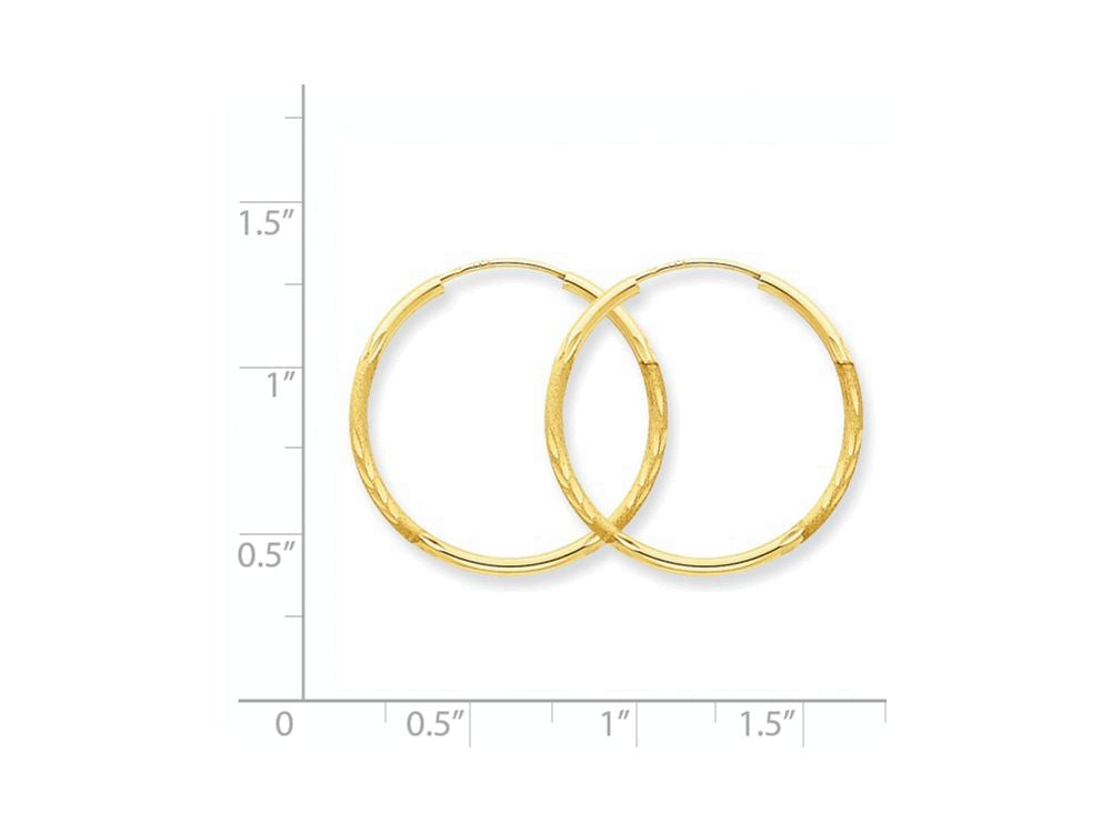 FJC Finejewelers 14k Yellow Gold 1.5mm Satin Bright-cut Endless Hoop Earrings