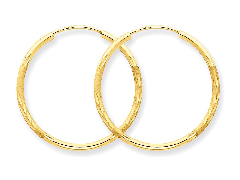 FJC Finejewelers 14k Yellow Gold 1.5mm Satin Bright-cut Endless Hoop Earrings
