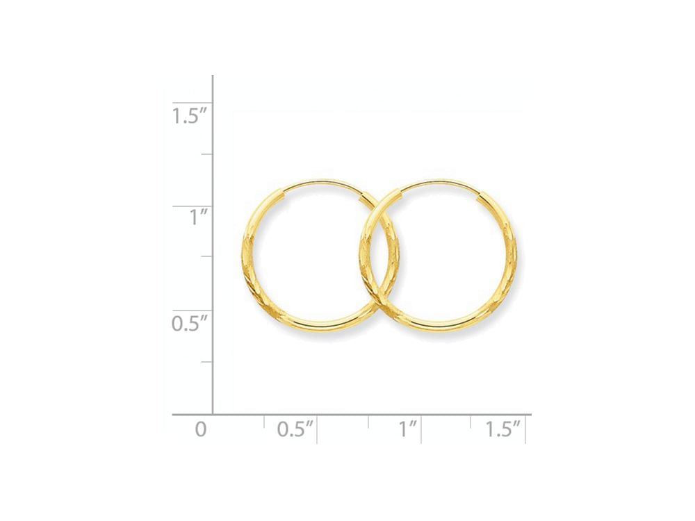 FJC Finejewelers 14k Yellow Gold 1.5mm Satin Bright-cut Endless Hoop Earrings