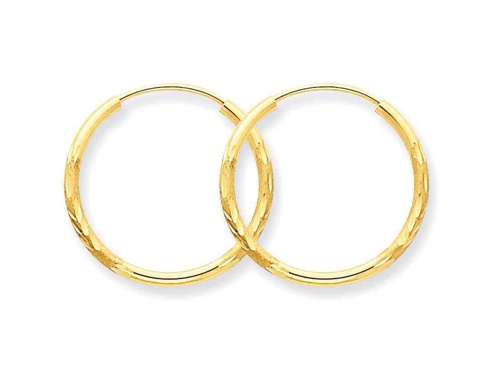 FJC Finejewelers 14k Yellow Gold 1.5mm Satin Bright-cut Endless Hoop Earrings