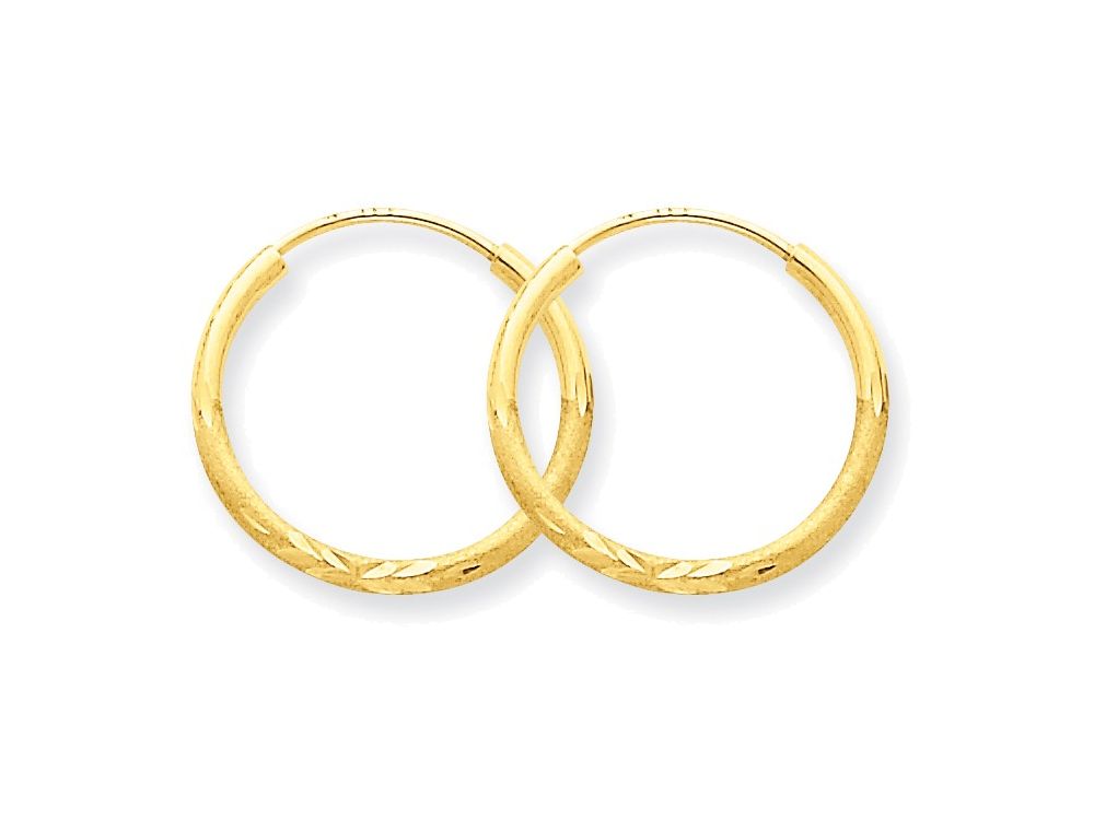 FJC Finejewelers 14k Yellow Gold 1.5mm Satin Bright-cut Endless Hoop Earrings