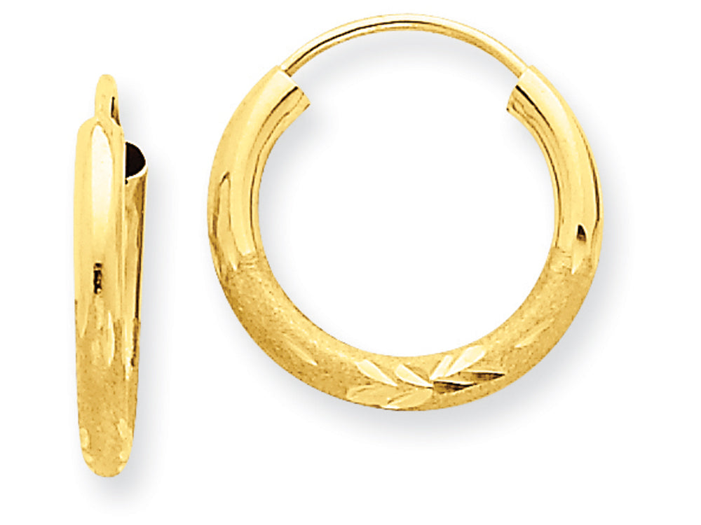 FJC Finejewelers 14k Yellow Gold 2mm Satin Bright-cut Endless Hoop Earrings