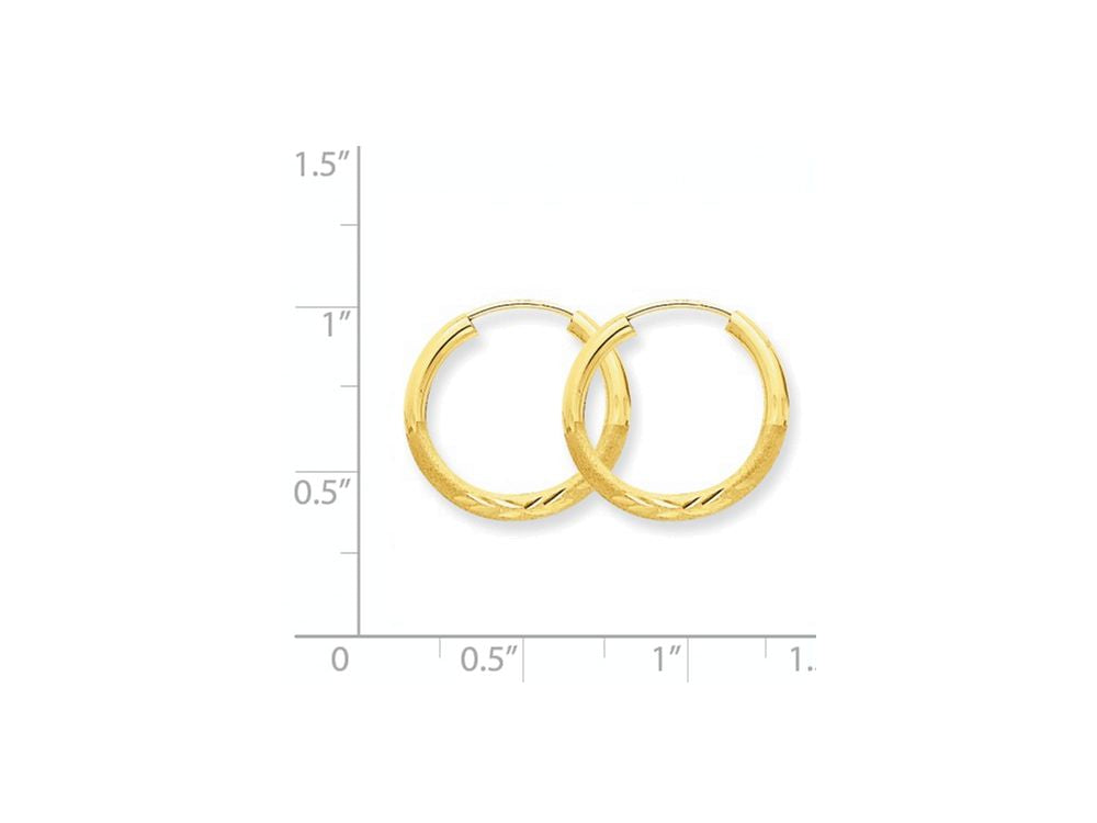 FJC Finejewelers 14k Yellow Gold 2mm Satin Bright-cut Endless Hoop Earrings