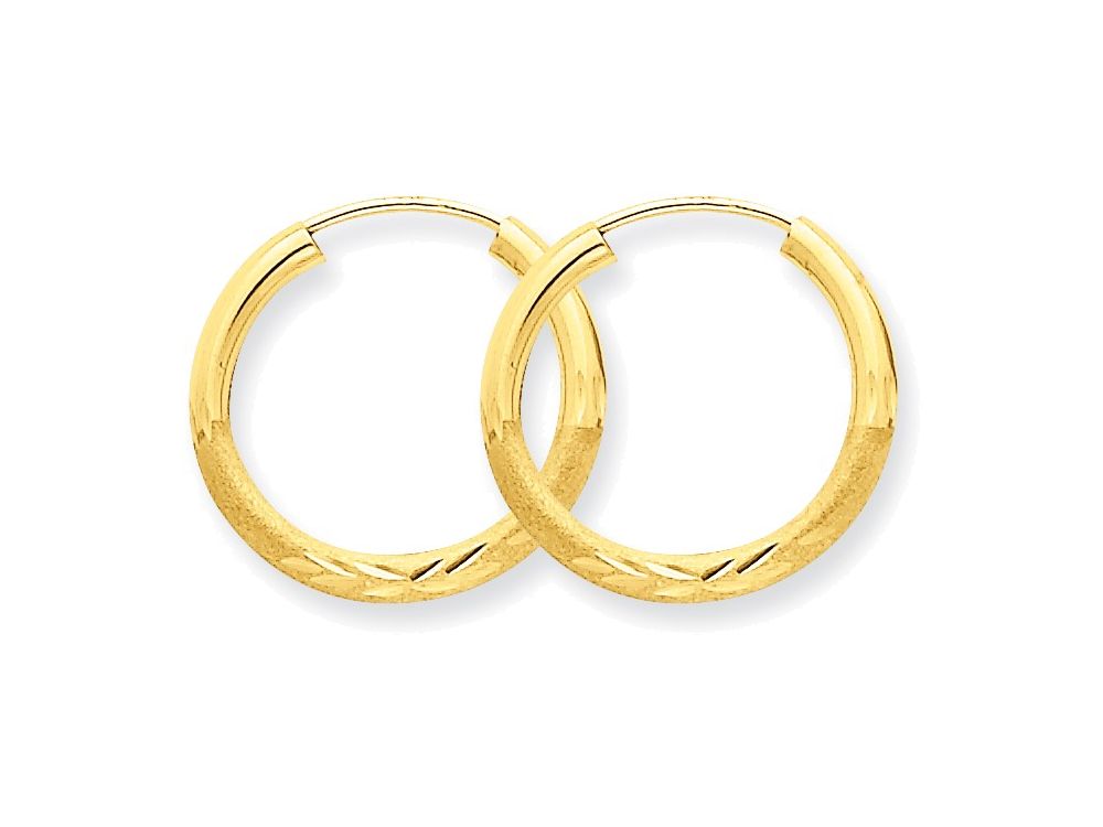 FJC Finejewelers 14k Yellow Gold 2mm Satin Bright-cut Endless Hoop Earrings
