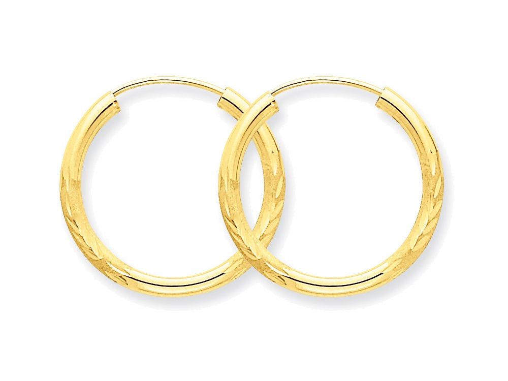 FJC Finejewelers 14k Yellow Gold 2mm Satin Bright-cut Endless Hoop Earrings