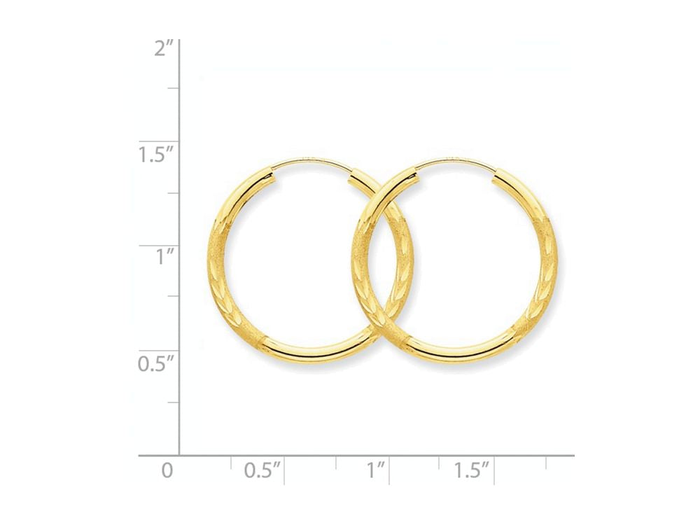 FJC Finejewelers 14k Yellow Gold 2mm Satin Bright-cut Endless Hoop Earrings