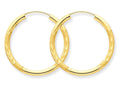 FJC Finejewelers 14k Yellow Gold 2mm Satin Bright-cut Endless Hoop Earrings