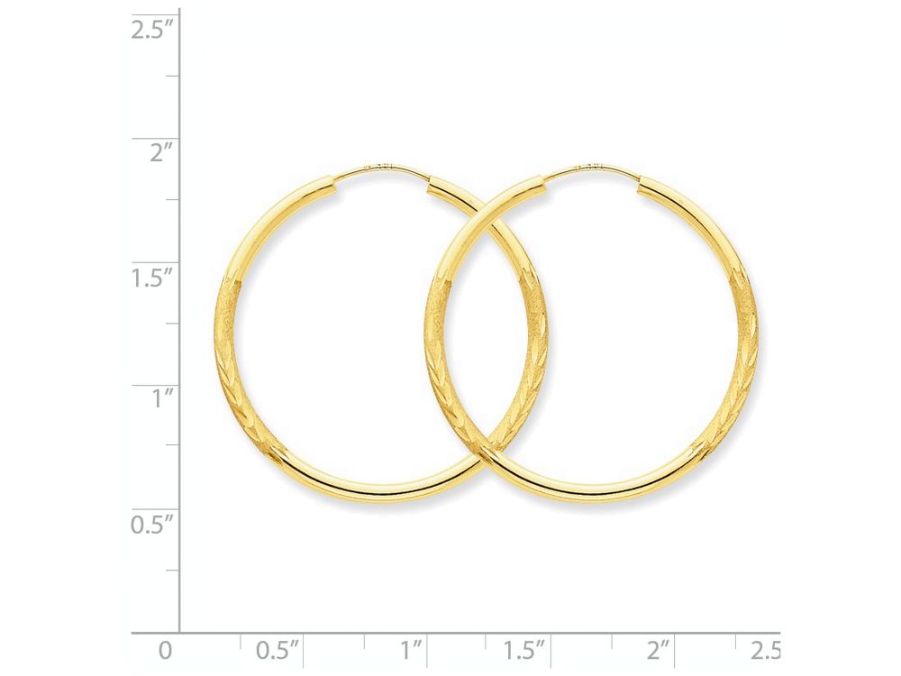 FJC Finejewelers 14k Yellow Gold 2mm Satin Bright-cut Endless Hoop Earrings