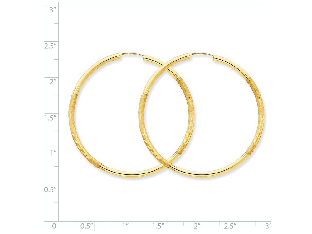 FJC Finejewelers 14k Yellow Gold 2mm Satin Bright-cut Endless Hoop Earrings