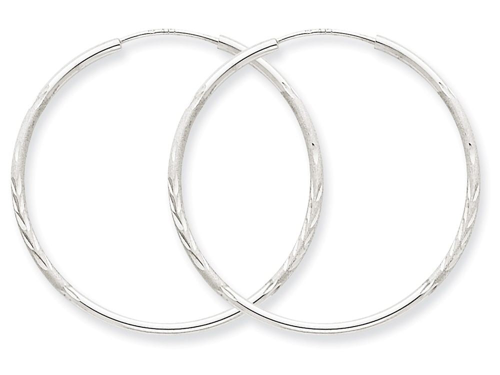 FJC Finejewelers 14k White Gold 1.5mm Bright-cut Endless Hoop Earrings