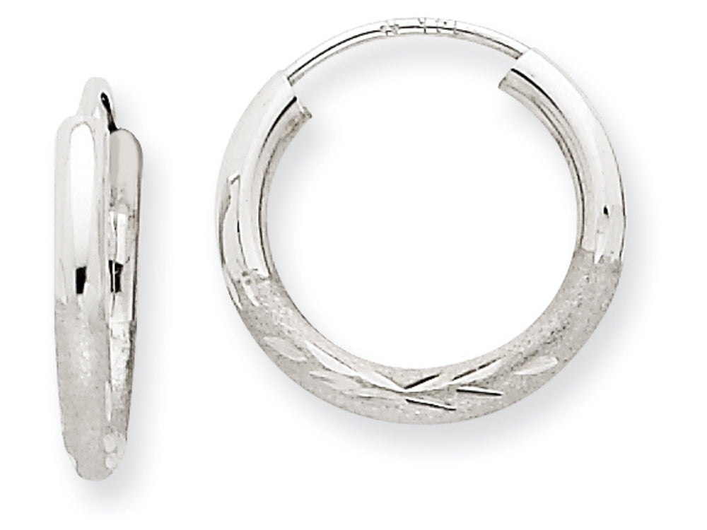 FJC Finejewelers 14k White Gold 2mm Bright-cut Endless Hoop Earrings