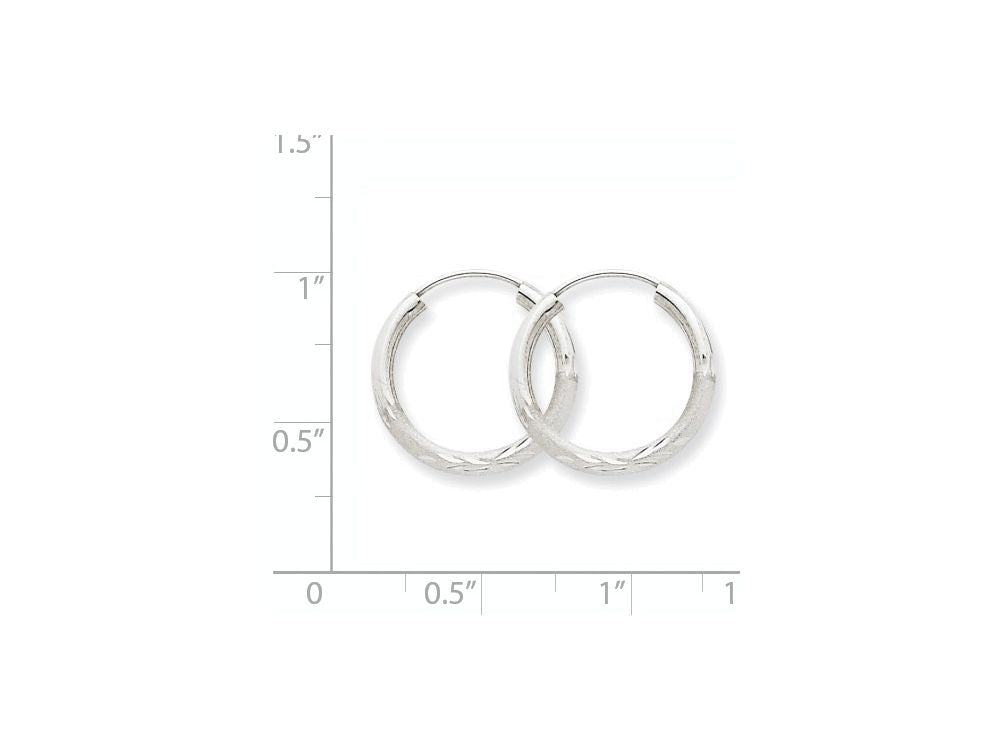 FJC Finejewelers 14k White Gold 2mm Bright-cut Endless Hoop Earrings