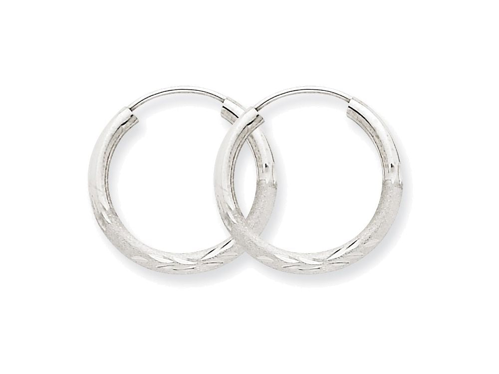 FJC Finejewelers 14k White Gold 2mm Bright-cut Endless Hoop Earrings