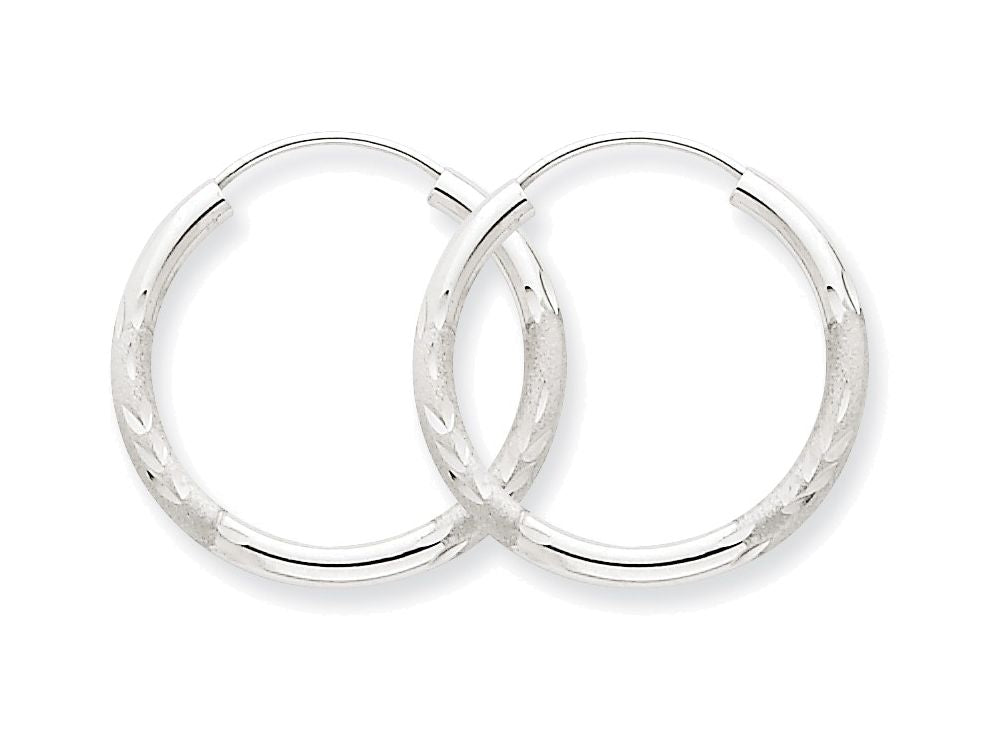 FJC Finejewelers 14k White Gold 2mm Bright-cut Endless Hoop Earrings