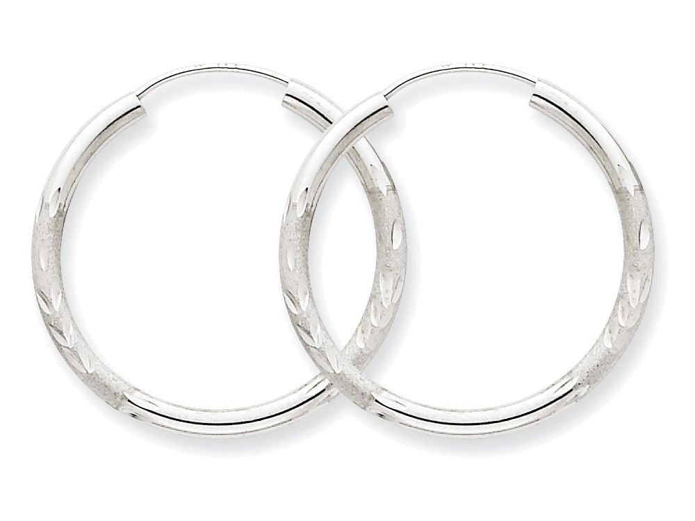 FJC Finejewelers 14k White Gold 2mm Bright-cut Endless Hoop Earrings