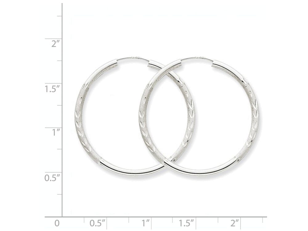 FJC Finejewelers 14k White Gold 2mm Bright-cut Endless Hoop Earrings