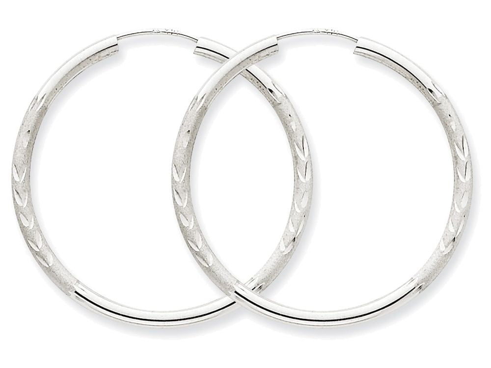 FJC Finejewelers 14k White Gold 2mm Bright-cut Endless Hoop Earrings