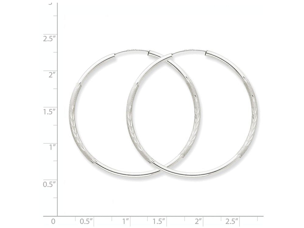FJC Finejewelers 14k White Gold 2mm Bright-cut Endless Hoop Earrings