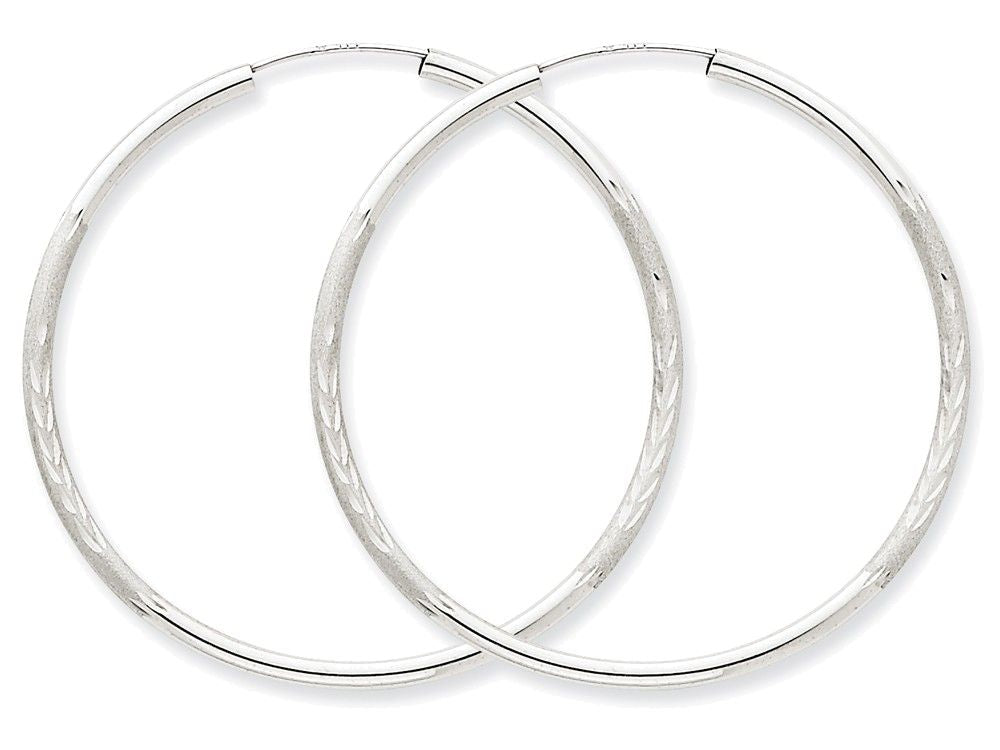 FJC Finejewelers 14k White Gold 2mm Bright-cut Endless Hoop Earrings