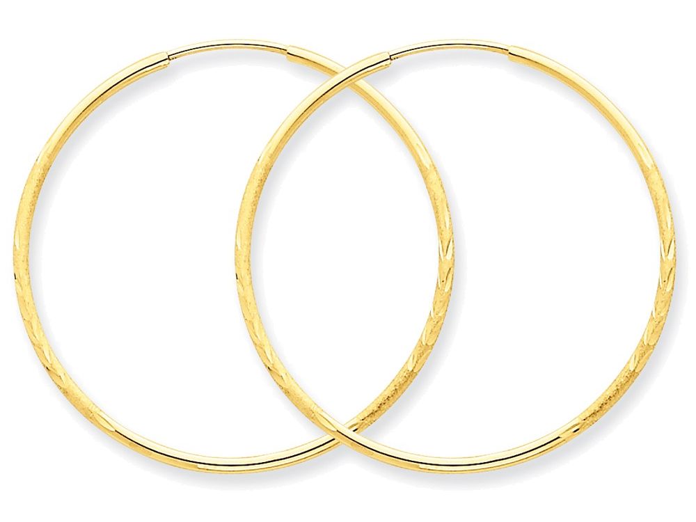 FJC Finejewelers 14k Yellow Gold 1.25mm Bright-cut Endless Hoop Earring