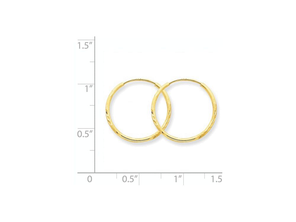 FJC Finejewelers 14k Yellow Gold 1.25mm Bright-cut Endless Hoop Earring
