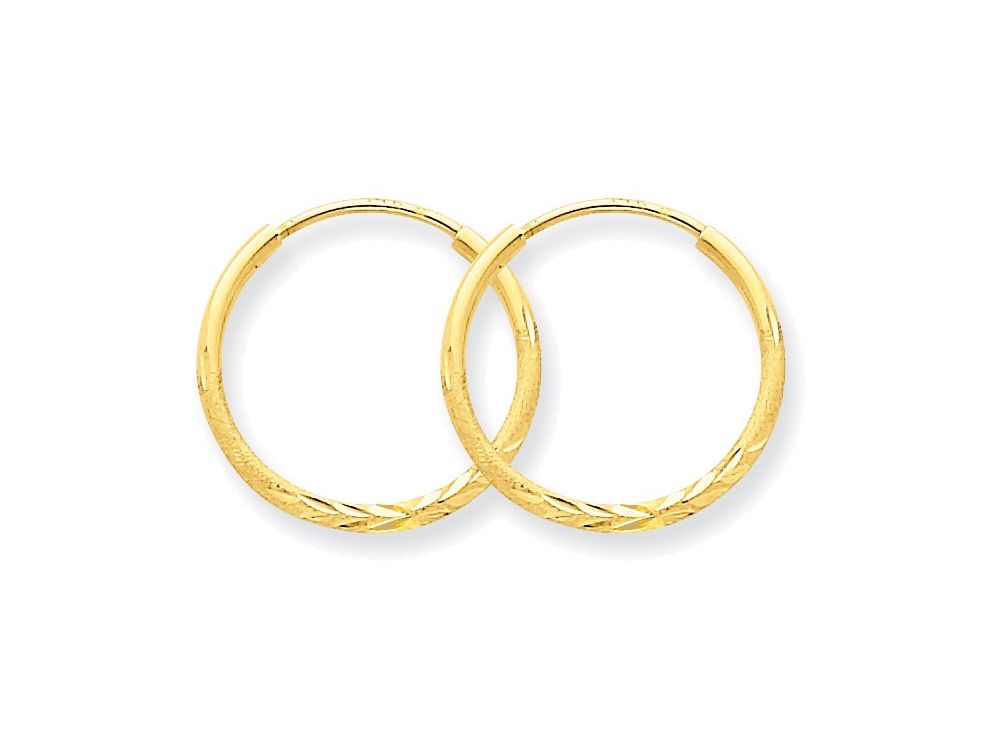 FJC Finejewelers 14k Yellow Gold 1.25mm Bright-cut Endless Hoop Earring
