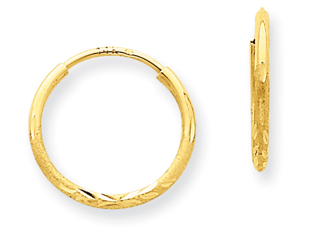 FJC Finejewelers 14k Yellow Gold 1.25mm Bright-cut Endless Hoop Earring