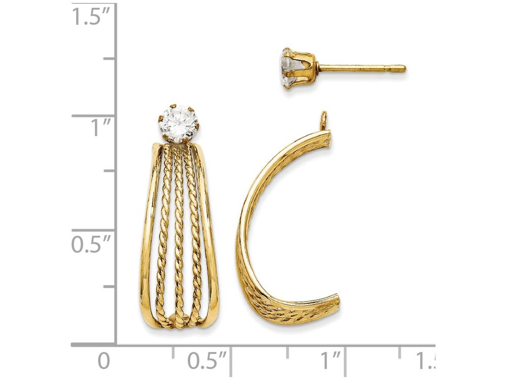 FJC Finejewelers 14k Yellow Gold J Hoop Polished W/cz Stud Earrings