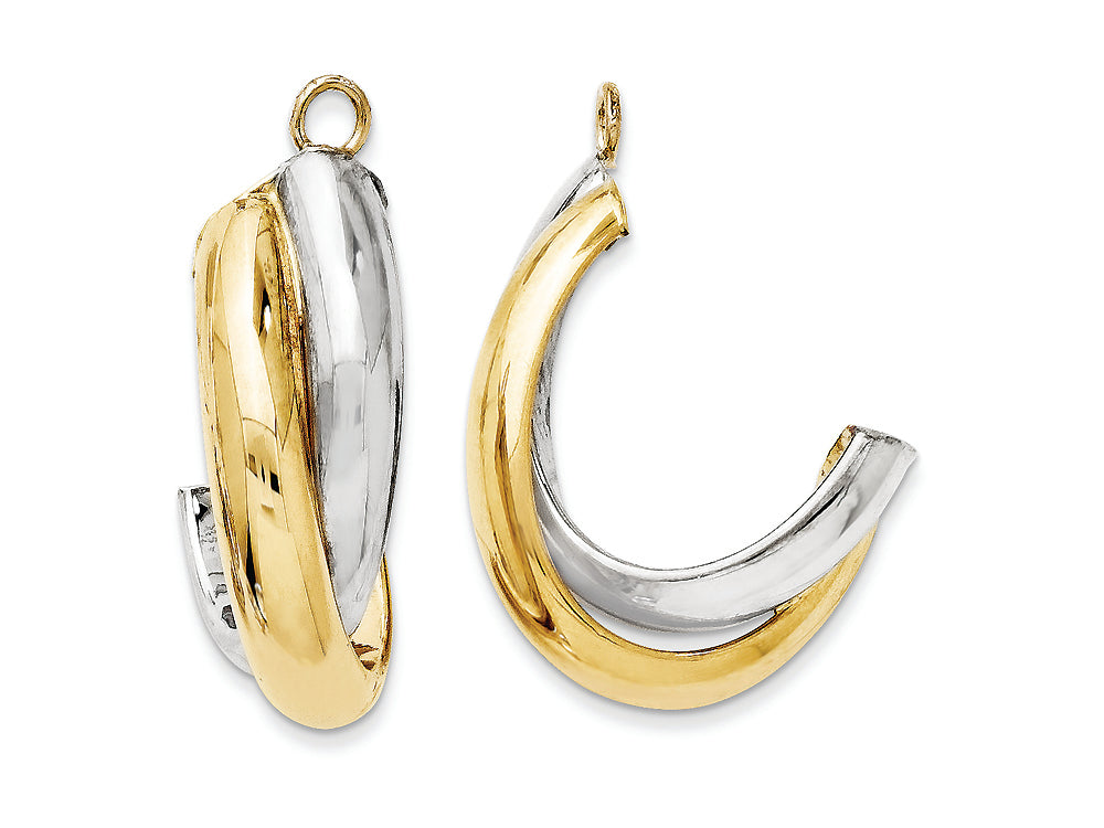 FJC Finejewelers 14 kt Two Tone Gold Polished Double J-hoop Earring Jackets