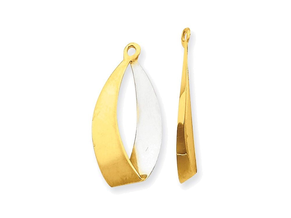 FJC Finejewelers 14k Yellow Gold Polished and Rhodium Reversible Dangle Earring Jackets