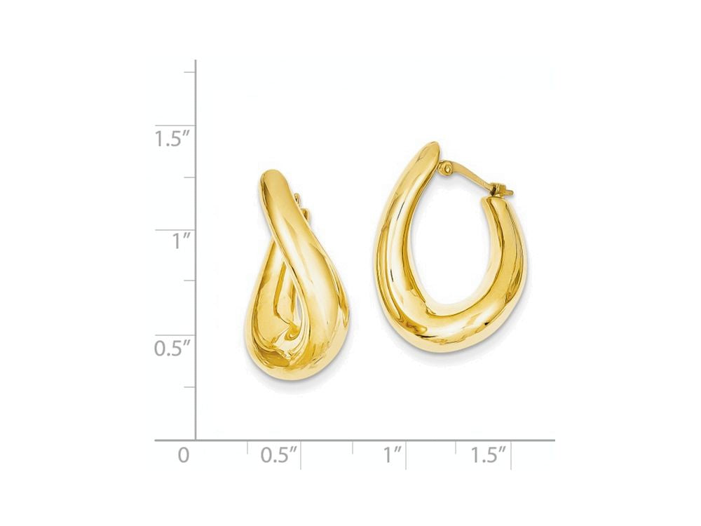 FJC Finejewelers 14k Yellow Gold Twisted Oval Hoop Earrings