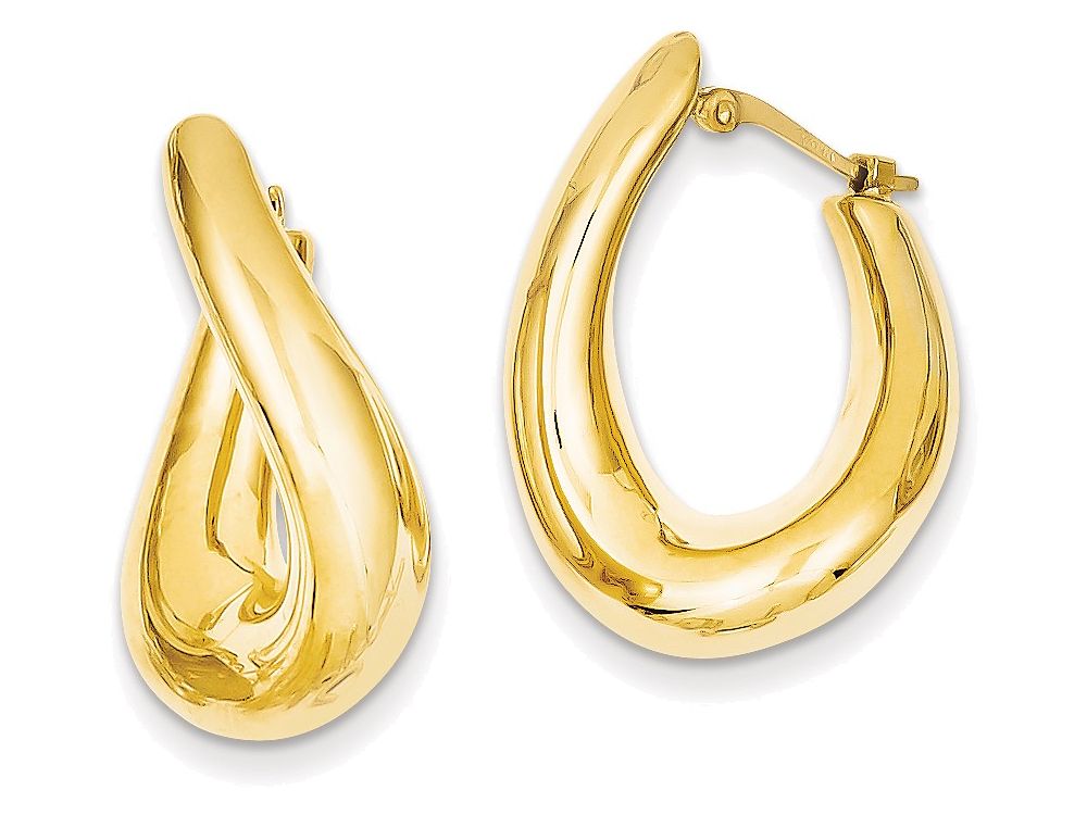 FJC Finejewelers 14k Yellow Gold Twisted Oval Hoop Earrings