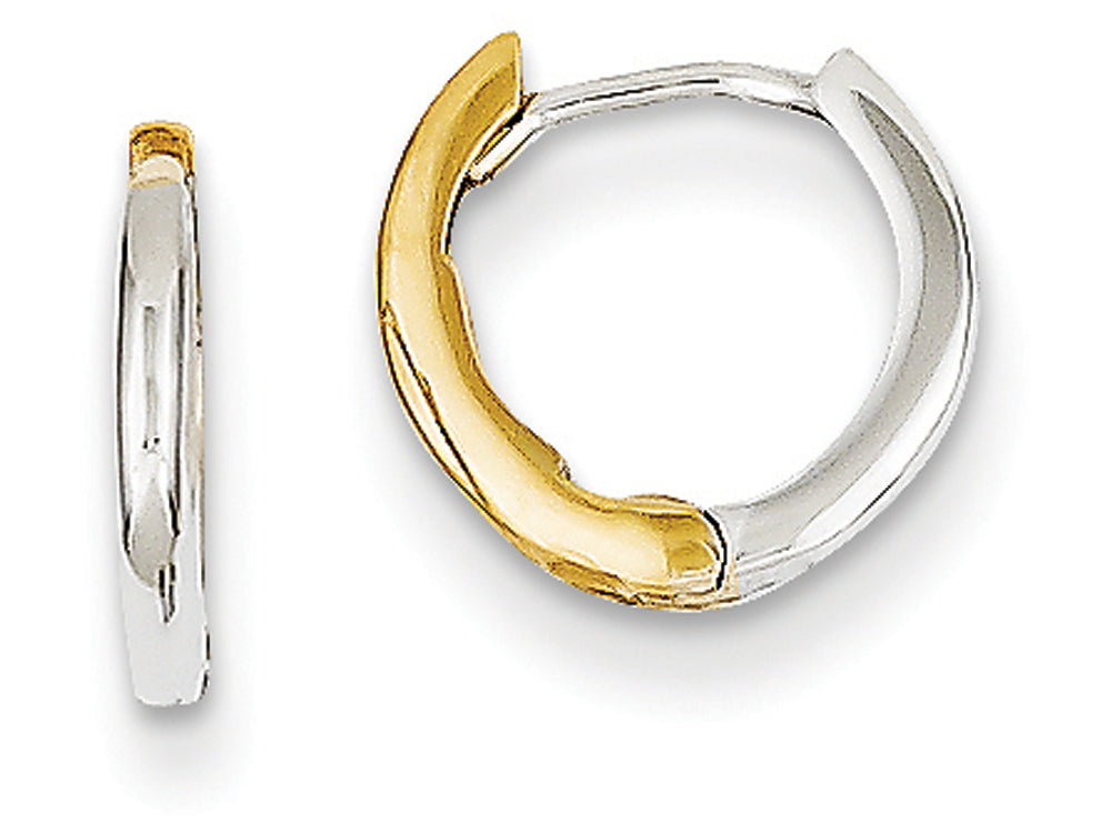 FJC Finejewelers 14 kt Two Tone Gold Mini 1.35mm Hinged Hoop Earrings