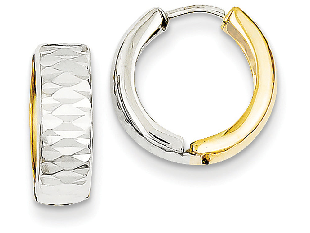 FJC Finejewelers 14 kt Two Tone Gold Textured Hoop Earrings