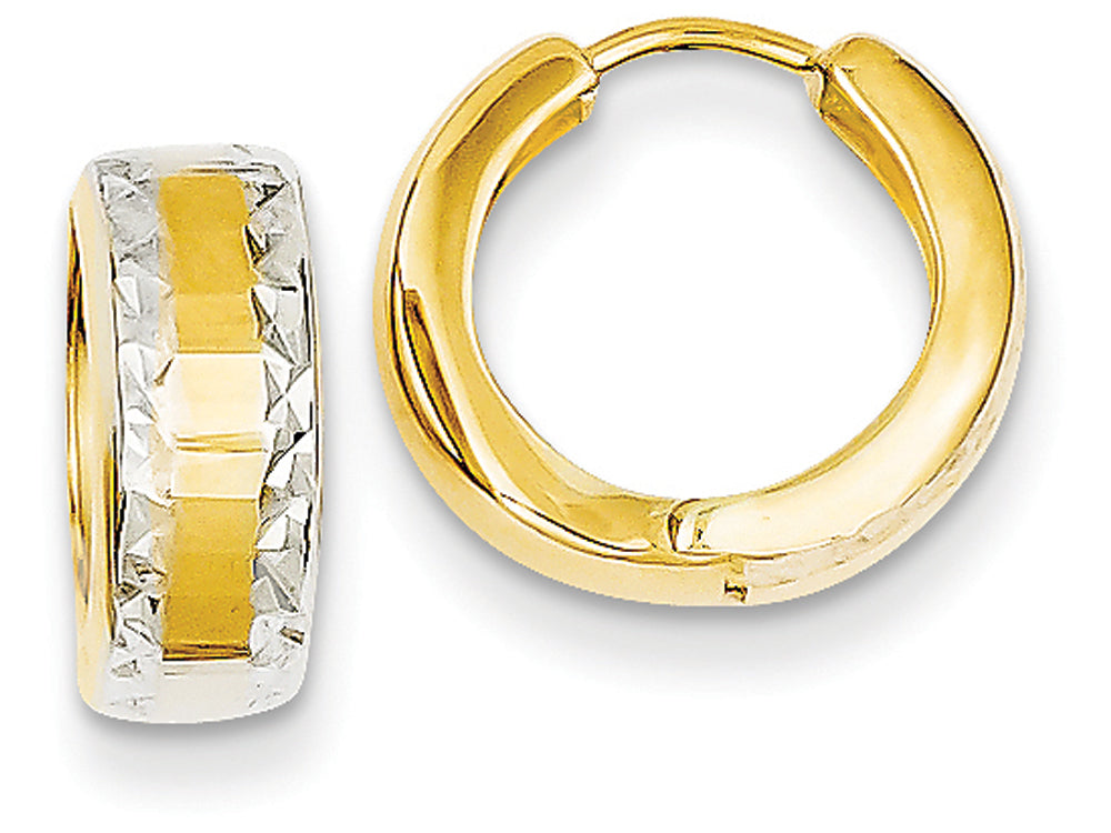 FJC Finejewelers 14 kt Two Tone Gold and Rhodium Hinged Hoop Earrings