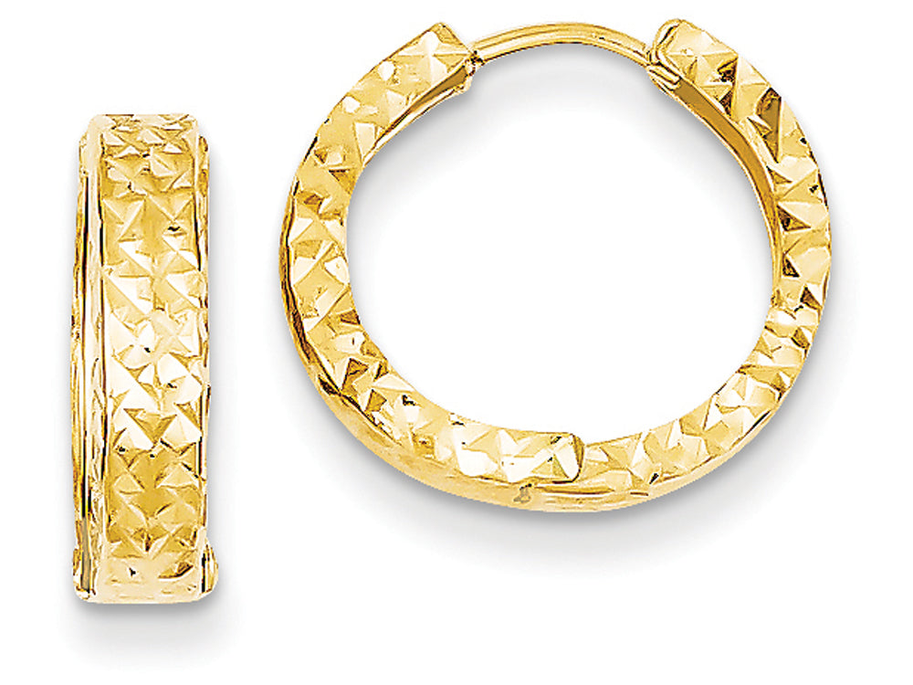 FJC Finejewelers 14k Yellow Gold Bright-cut Hinged Hoop Earrings