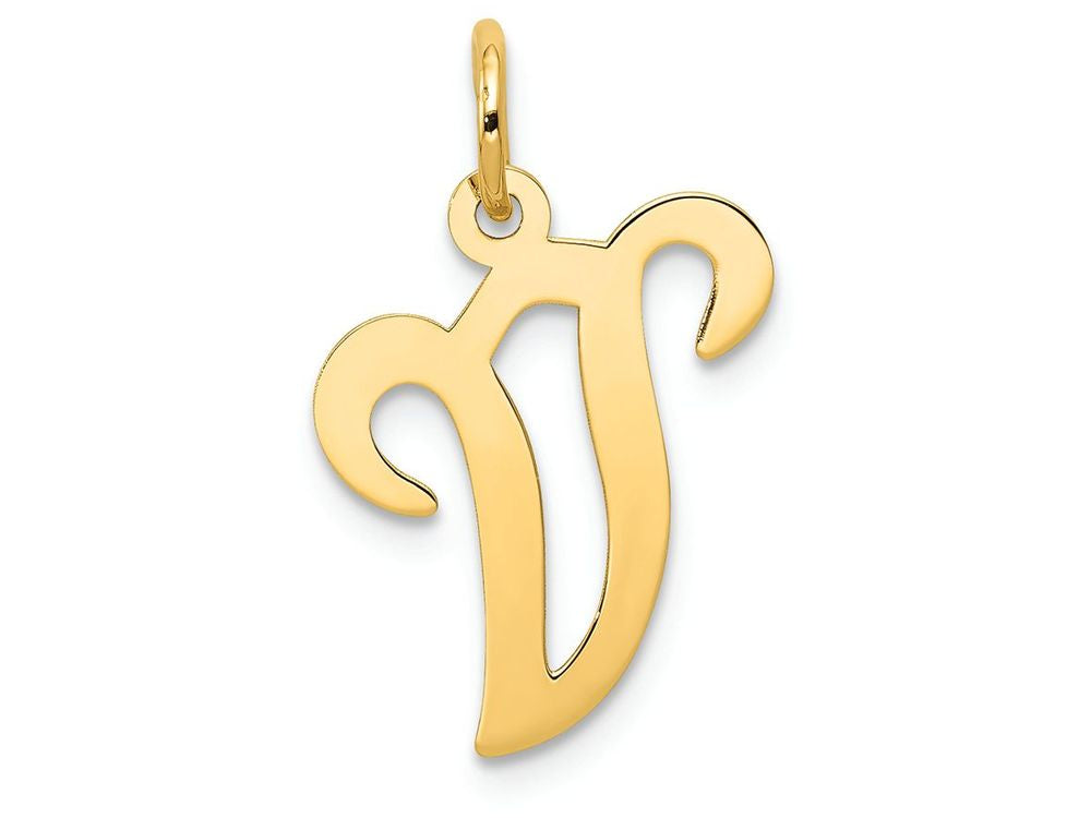 FJC Finejewelers 14k Yellow Gold Die Struck Initial V Charm