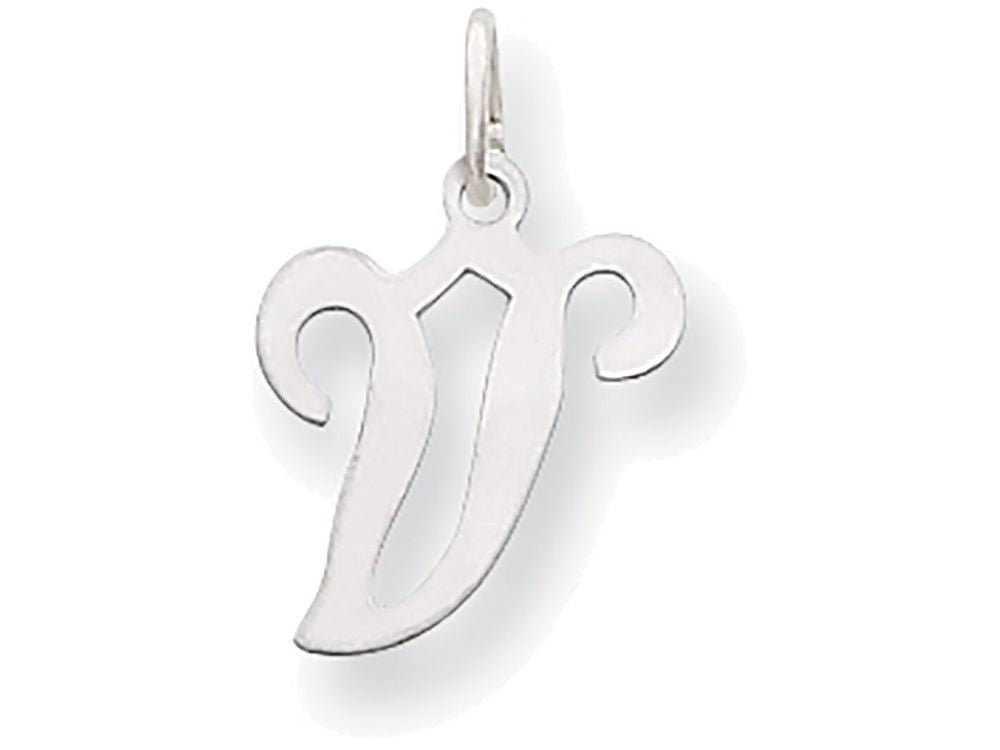 FJC Finejewelers 14 kt White Gold Die Struck Initial V Charm
