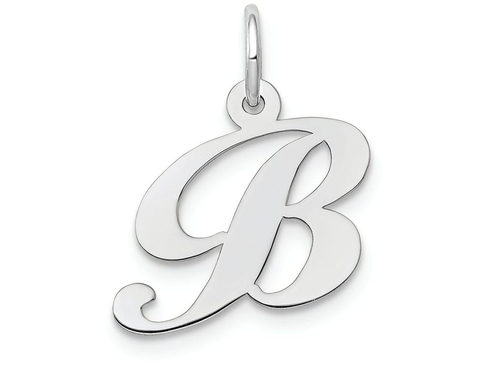 FJC Finejewelers 14k White Gold Small Fancy Script Initial B Charm