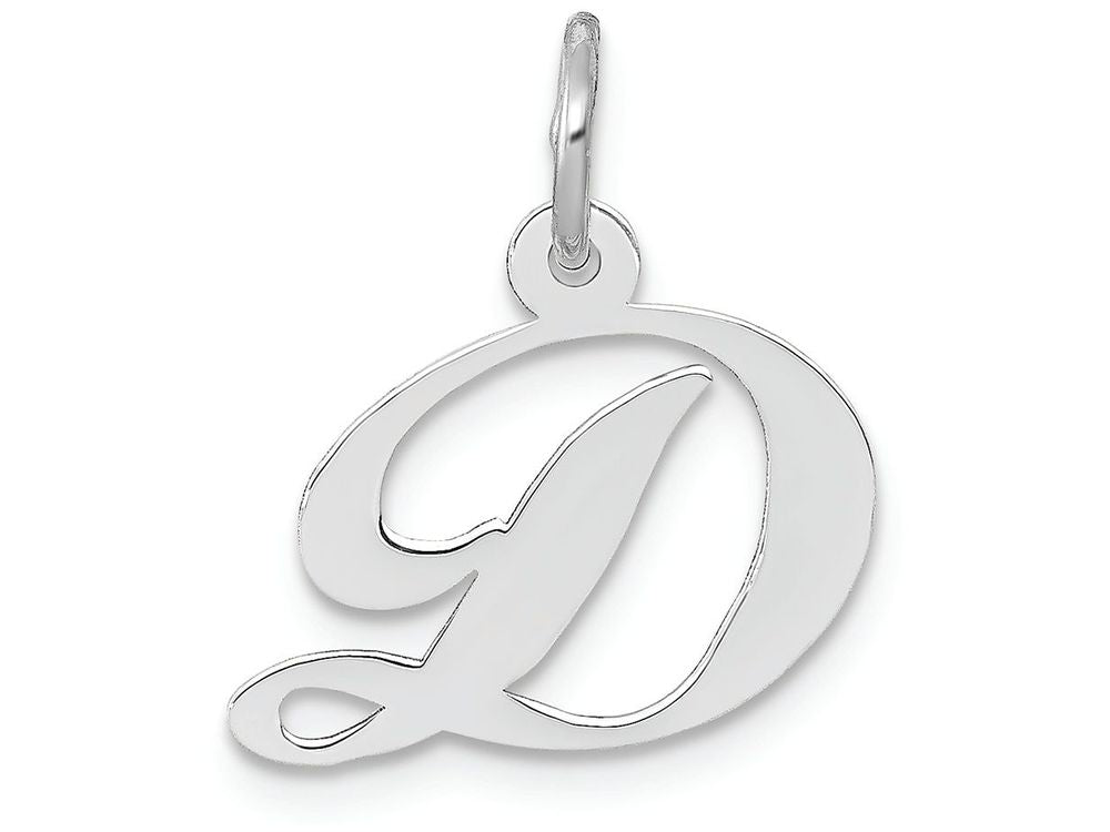 FJC Finejewelers 14k White Gold Small Fancy Script Initial D Charm
