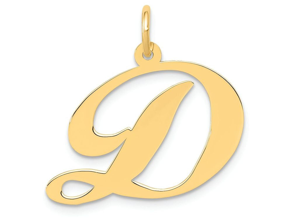 FJC Finejewelers 14k Yellow Gold Large Fancy Script Initial D Charm