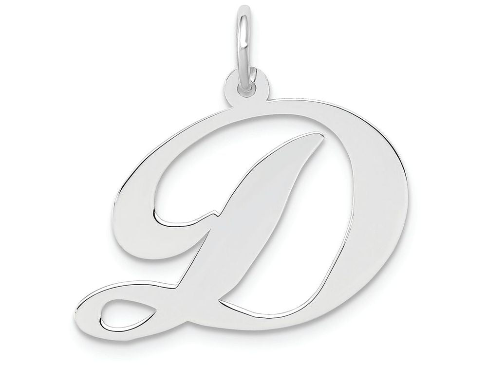 FJC Finejewelers 14k White Gold Large Fancy Script Initial D Charm