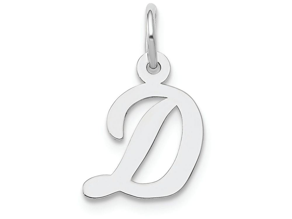 FJC Finejewelers 14k White Gold Small Script Initial D Charm