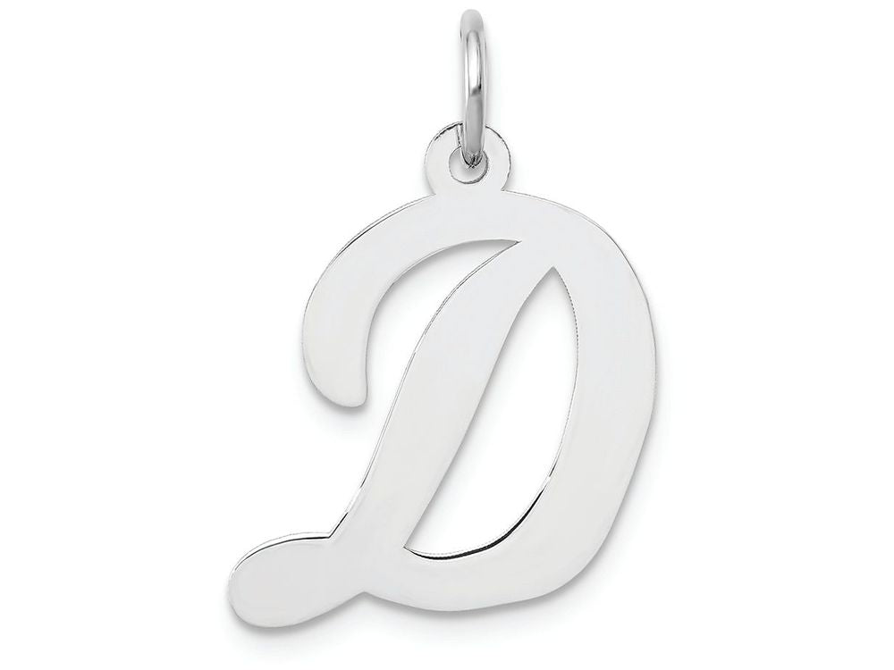 FJC Finejewelers 14k White Gold Large Script Initial D Charm