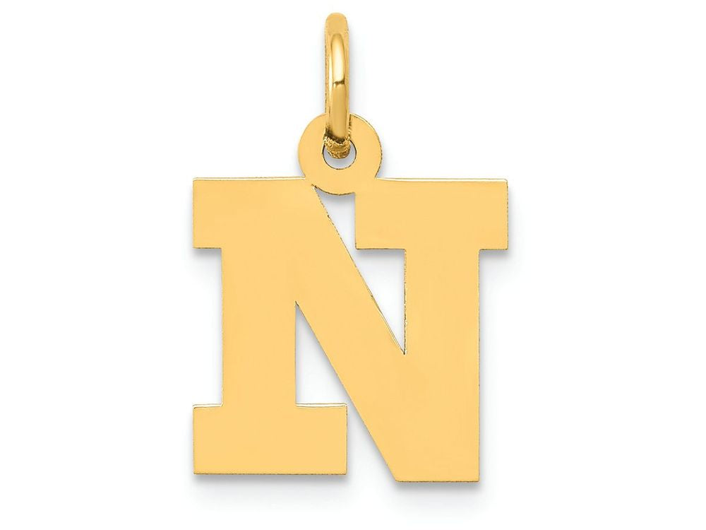 FJC Finejewelers 14k Yellow Gold Small Block Initial N Charm