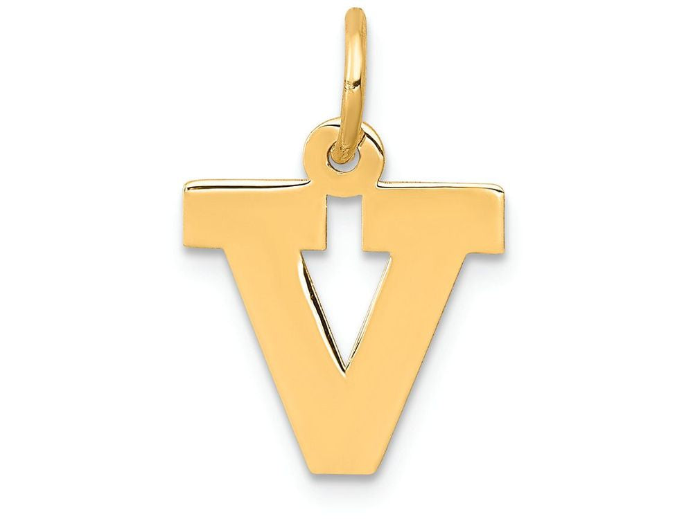 FJC Finejewelers 14k Yellow Gold Small Block Initial V Charm