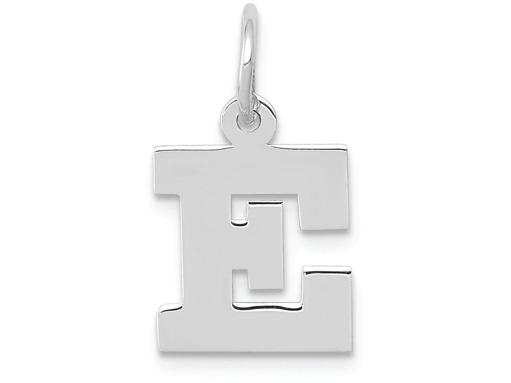 FJC Finejewelers 14k White Gold Small Block Initial E Charm